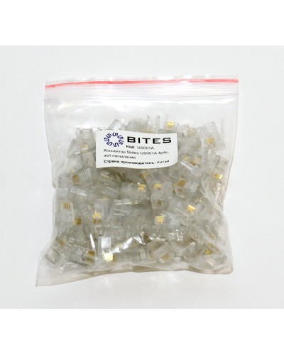 US010A (100шт). Телефонный разъем 4P4C (RJ-11). 5bites в Ярославле