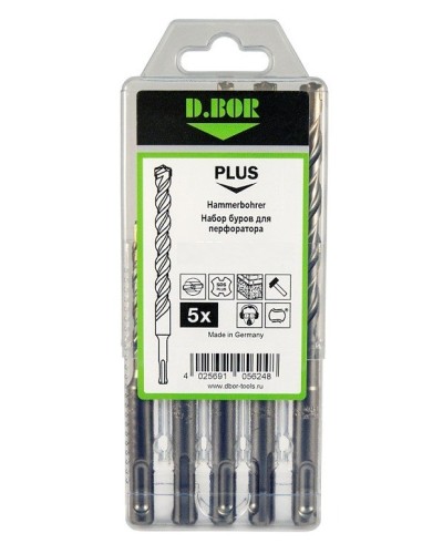 Набор буров SDS-plus V PLUS 5шт, 2-cutting (242030): Набор буров SDS-plus (6х110 мм; 6,8,10,12х160 мм) в Ярославле