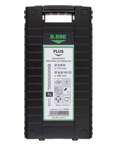 Набор буров SDS-plus V PLUS 7шт, 2-cutting (240987). Набор буров SDS-plus (5,6,8х110 мм; 6,8,10,12х160 мм). D.BOR в Ярославле