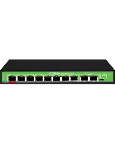 DSP208F-2F-T120 DSP208F-2F-T120 V1 (L2) 10х100Мбит/с 8PoE 8PoE+ 120W. Коммутатор с питанием по PoE. Digma в Ярославле