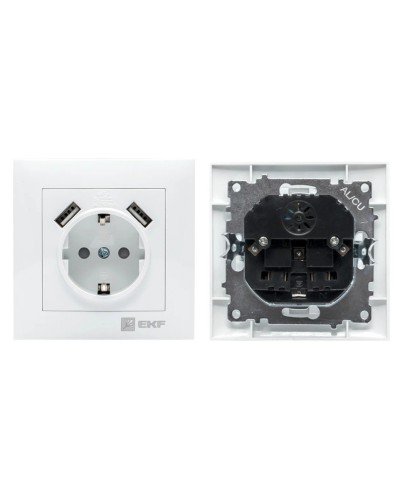 Валенсия розетка 1-местная с/з 16А (EWR16-028-10-2USB). Розетка 1-местная с/з 16А. EKF в Ярославле