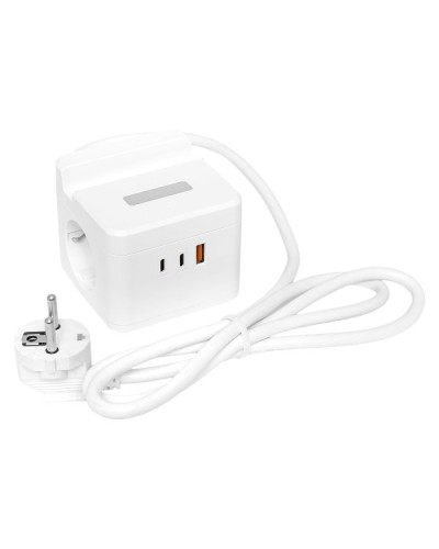 Удлинитель Куб 2 гнезда USB + 2Type C с быстрой зарядкой, подставкой под телефон и ночником 1,3 метра 1мм2. Удлинитель Куб. EKF в Ярославле