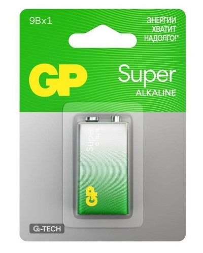 GP Super Alkaline 9V Крона (GP 1604AA21-5CRSBC1), БЛИСТЕР. Алкалиновая батарейка. GP Batteries в Ярославле