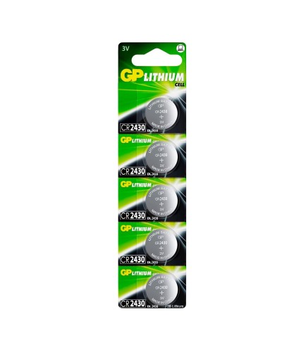 GP Lithium CR2430 (GP CR2430-2C5 100/1000), упак. 5 шт. БЛИСТЕР. Литиевые дисковые батарейки. GP Batteries в Ярославле