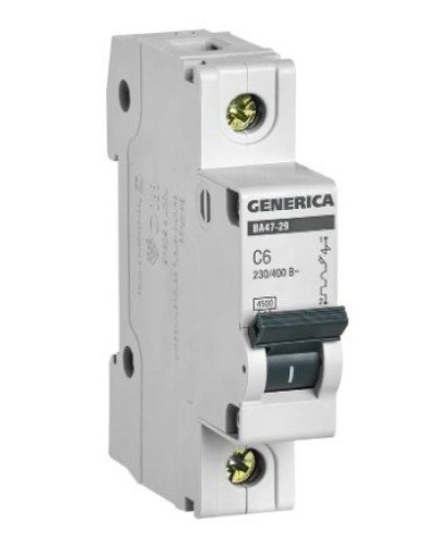 GENERICA ВА47-29 1P C 6А 4,5кА (MVA25-1-006-C). Автоматический выключатель. IEK в Ярославле