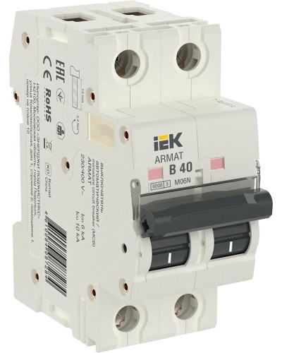 M06N 2P B 40А 6кА ARMAT (AR-M06N-2-B040). Автоматический выключатель. IEK в Ярославле