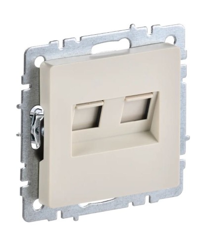 Розетка RJ45 РК10-2-БрКр кат.5E, бежевый BRITE (BR-K20-1-K10). Розетка компьютерная двойная. IEK в Ярославле