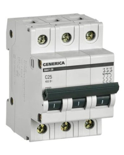 GENERICA ВА47-29 3P C 25А 4,5кА (MVA25-3-025-C). Автоматический выключатель. IEK в Ярославле