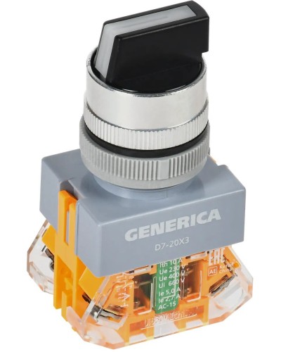 Переключатель D7-20X3 на 3 положения черный GENERICA (BSW50-20X3-3-21-3-K02-G). Переключатель. IEK в Ярославле