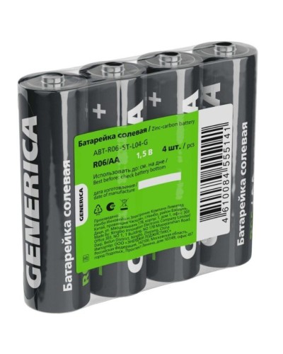 Батарейка солевая R06/AA GENERICA (4 шт) (ABT-R06-ST-L04-G). Батарейка солевая. IEK в Ярославле