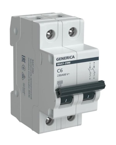 GENERICA ВА47-29М 2P C 6А 4,5кА (MVA21-2-006-C-G). Автоматический выключатель. IEK в Ярославле