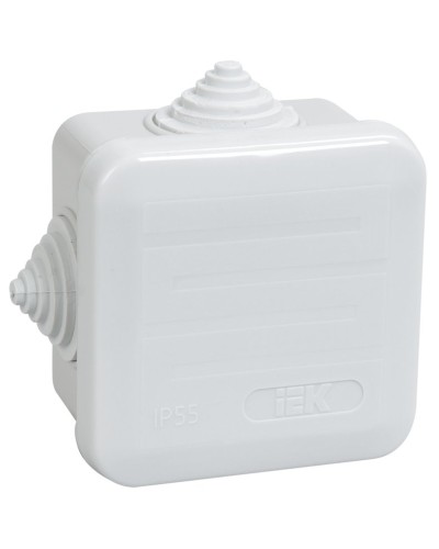 Коробка распаячная КМ41236 70х70х40 открытой проводки IP44 4 гермоввода серая (UKOZ11-070-070-040-K41-44). Коробка распаячная безгалогенная (HF) с защелкивающейся крышкой. IEK в Ярославле