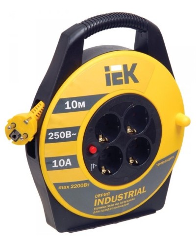 УК10 4 места, 10м (WKP14-10-04-10). Удлинитель на катушке Industrial. IEK в Ярославле