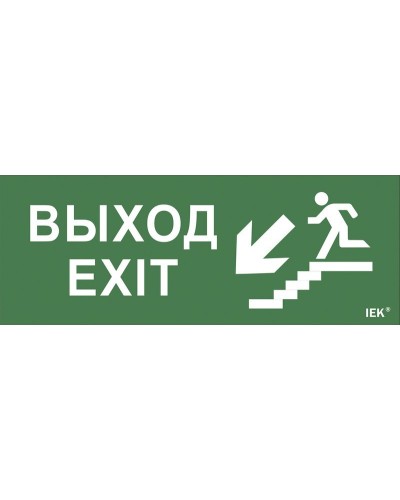 Самоклеящаяся этикетка Выход/лестница вниз/фигура для ССА (LPC10-1-35-13-VLVNF). Самоклеящаяся этикетка 240х90 мм. IEK в Ярославле
