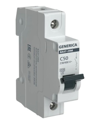 GENERICA ВА47-29М 1P C 50А 4,5кА (MVA21-1-050-C-G). Автоматический выключатель. IEK в Ярославле