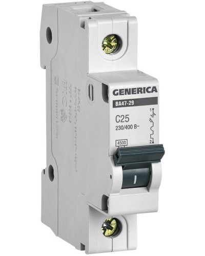 GENERICA ВА47-29 1P C 25А 4,5кА (MVA25-1-025-C). Автоматический выключатель. IEK в Ярославле