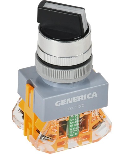 Переключатель D7-11X2 на 2 положения черный GENERICA (BSW50-11X2-3-21-2-K02-G). Переключатель. IEK в Ярославле