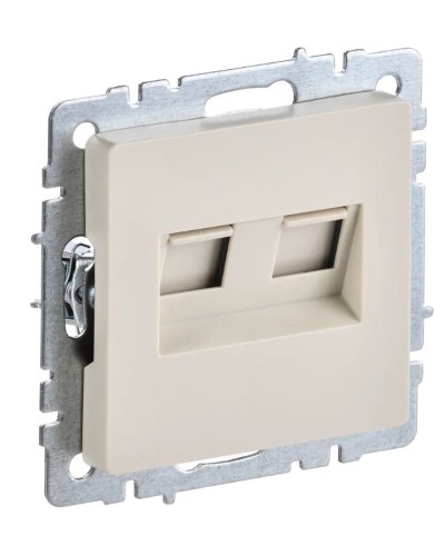 Розетка RJ11+RJ45 РК/Т12-БрКр бежевый BRITE (BR-KT20-O-1-K10). Розетка двойная. IEK в Ярославле