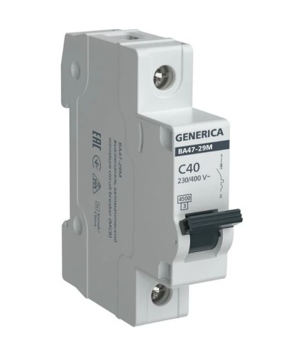 GENERICA ВА47-29М 1P C 40А 4,5кА (MVA21-1-040-C-G). Автоматический выключатель. IEK в Ярославле