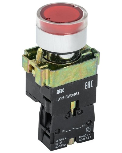 Кнопка LAY5-BW3461 с подсветкой красный 1з (BBT50-BW-K04). Кнопка с подсветкой. IEK в Ярославле