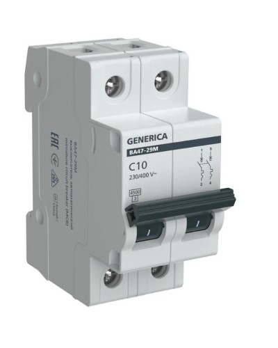 GENERICA ВА47-29М 2P C 10А 4,5кА (MVA21-2-010-C-G). Автоматический выключатель. IEK в Ярославле