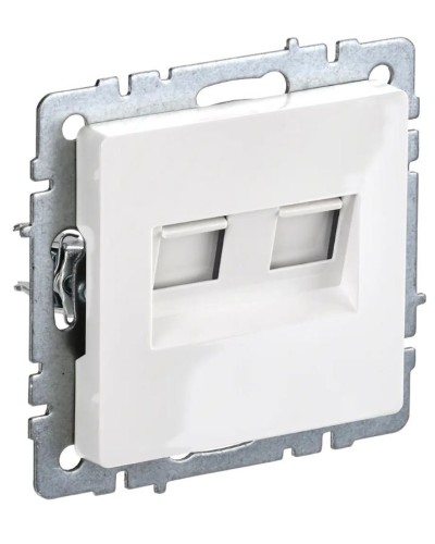 Розетка RJ45 РК10-2-БрБ кат.5E, белая BRITE (BR-K20-1-K01). Розетка компьютерная двойная. IEK в Ярославле
