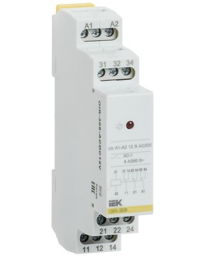 Реле промежуточное модульное OIR 3 контакта 8А 230В AC (OIR-308-AC230V). Реле промежуточное модульное. IEK в Ярославле