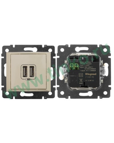 Розетка Valena двойная, USB, слоновая кость (774170). Розетка. LegranD в Ярославле