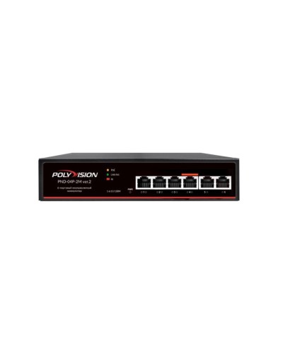 PND-04P-2M v.2. Коммутатор 6-портовый с функцией PoE. Polyvision в Ярославле
