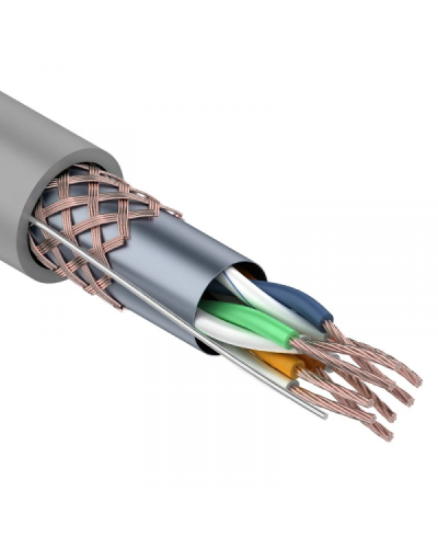 SF/UTP, CAT 5e, PVC, 4PR, 24AWG, INDOOR, STRANDED, серый, 305м, REXANT (01-0343). Кабель «витая пара» (LAN) для структурированных систем связи. Rexant в Ярославле
