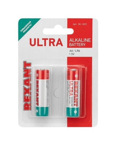 Ультра алкалиновая батарейка AA/LR6 1,5 V 2 шт. блистер REXANT (30-1025). Элемент питания. Rexant в Ярославле
