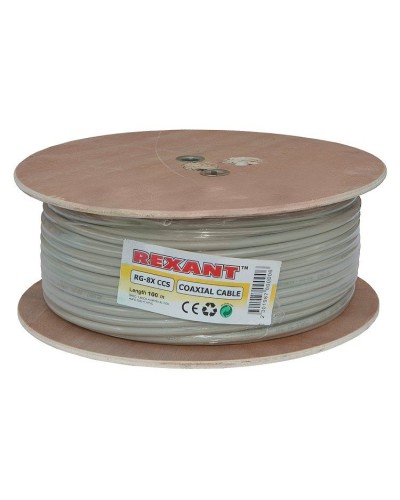 RG-8X, 50 Ом, CCS/Al/A, 75% (01-2021). Кабель коаксиальный радиочастотный. Rexant в Ярославле