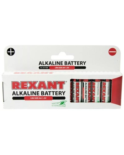 Алкалиновая батарейка AA/LR6 1,5 V 12 шт. REXANT (30-1026). Элемент питания. Rexant в Ярославле