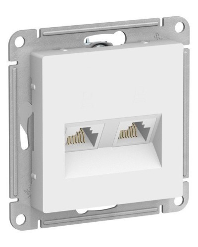 AtlasDesign розетка RJ45+RJ45, 2-местная, скрытой установки, механизм, белый (ATN000185). Розетка компьютерная. Systeme Electric в Ярославле