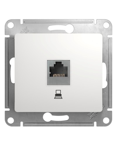 Glossa розетка RJ45 1-местная, кат. 5Е, скрытой установки, механизм, белый (GSL000181K). Розетка компьютерная. Systeme Electric в Ярославле