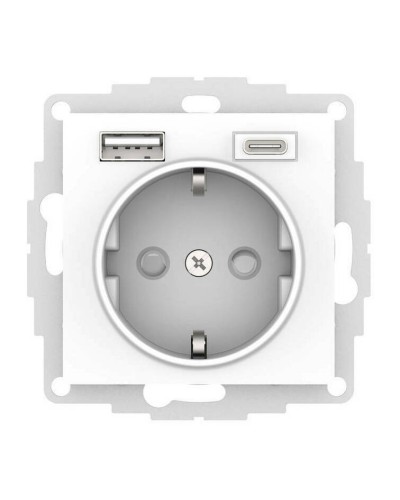 AtlasDesign розетка 1-местная с 2 USB A+C, скрытой установки, механизм, белый (ATN000132). Розетка с USB. Systeme Electric в Ярославле