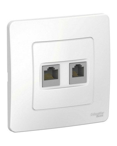 BLANCA розетка RJ45+RJ11 2-местная, кат. 5Е, скрытой установки, белый (BLNIS045111). Розетка компьютерная + телефонная. Systeme Electric в Ярославле