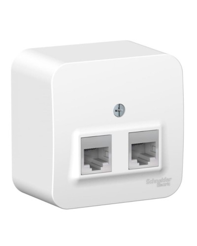 BLANCA розетка RJ11+RJ45, 2-местная, кат. 5Е, открытой установки, белый (BLNIA045111). Розетка компьютерная + телефонная с изолированной пластиной. Systeme Electric в Ярославле