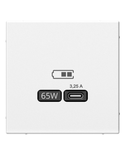 ArtGallery розетка USB тип-С 65Вт высокоскоростной заряд. QC, PD, скрытой установки, механизм, белый (GAL000127). Розетка USB. Systeme Electric в Ярославле