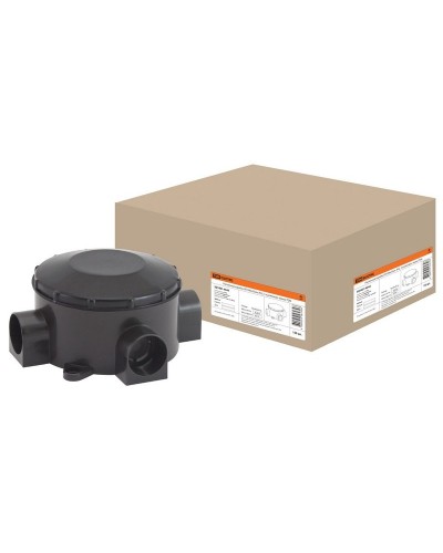 Распаячная коробка ОП D80х35мм, IP42, 3-х рожковая, черная TDM (SQ1401-4044). Распаячная коробка ОП. TDM ЕLECTRIC в Ярославле