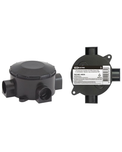 Распаячная коробка ОП D80х35мм, IP42, 3-х рожковая, черная TDM (SQ1401-4054). Распаячная коробка ОП. TDM ЕLECTRIC в Ярославле
