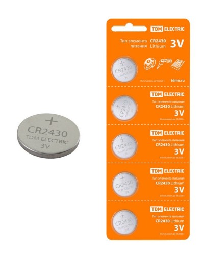 CR2430 Lithium 3V BP-5 TDM (SQ1702-0030). Элемент питания. TDM ЕLECTRIC в Ярославле