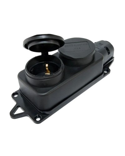 Розетка двухместная 2Р+РЕ 16А 250В IP44 (SQ0612-0037). Розетка двухместная с заглушками каучук. TDM ЕLECTRIC в Ярославле