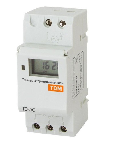 ТЭ-АС-1мин/24ч-8on/off-16А-DIN (астрономический) TDM (SQ1503-0023). Таймер электронный. TDM ЕLECTRIC в Ярославле