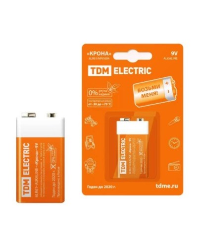 6LR61 Крона 9V BP-1 TDM (SQ1702-0013). Элемент питания. TDM ЕLECTRIC в Ярославле