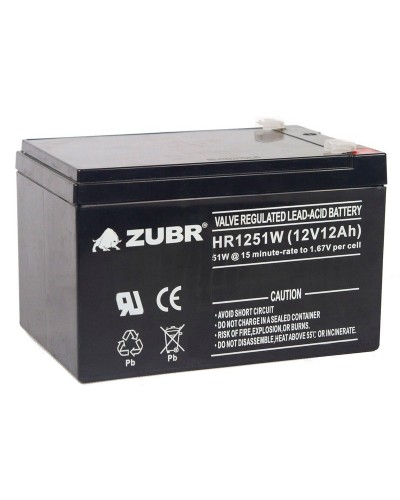 ZUBR HR 1251W (12V, 12Ah). Аккумулятор герметичный свинцово-кислотный. ZUBR в Ярославле