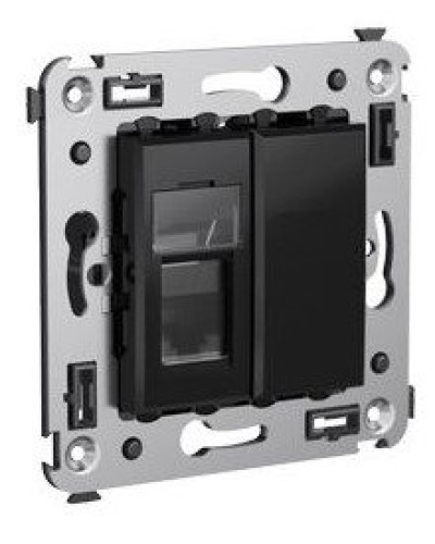 Розетка RJ-45 в стену Avanti одинарная черный квадрат (4402463). Розетка компьютерная. ДКС в Ярославле
