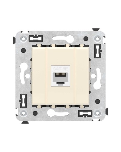 Розетка RJ-45 в стену, кат.5E, Avanti, одинарная, ванильная дымка (4405663). Розетка компьютерная. ДКС в Ярославле