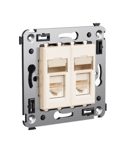 Розетка RJ-45 Avanti в стену двойная экранированная ванильная дымка (4405364). Розетка. ДКС в Ярославле