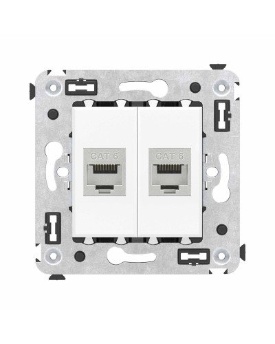 Розетка RJ-45 в стену, кат.6E, Avanti, двойная, белое облако (4400794). Розетка компьютерная модульная. ДКС в Ярославле